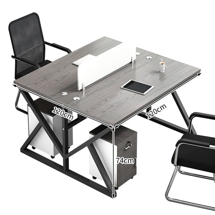 Office Desk, Office Desk, Study Desk, Work Desk, Top Panel, Wiring Hole, Side Cabinet, Carbon Steel Frame, Wood Grain, Customizable OD-A34