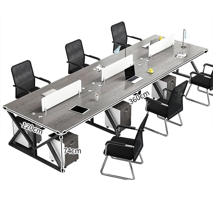 Office Desk, Office Desk, Study Desk, Work Desk, Top Panel, Wiring Hole, Side Cabinet, Carbon Steel Frame, Wood Grain, Customizable OD-A34