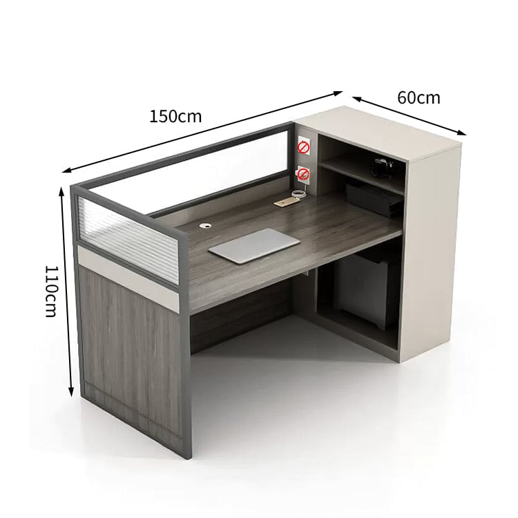 Office desk, computer desk, clerical desk, with wiring holes, combination lock, panel legs, storage with door, simple, gray, customizable OD-A31