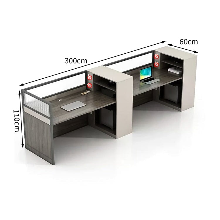 Office desk, computer desk, clerical desk, with wiring holes, combination lock, panel legs, storage with door, simple, gray, customizable OD-A31