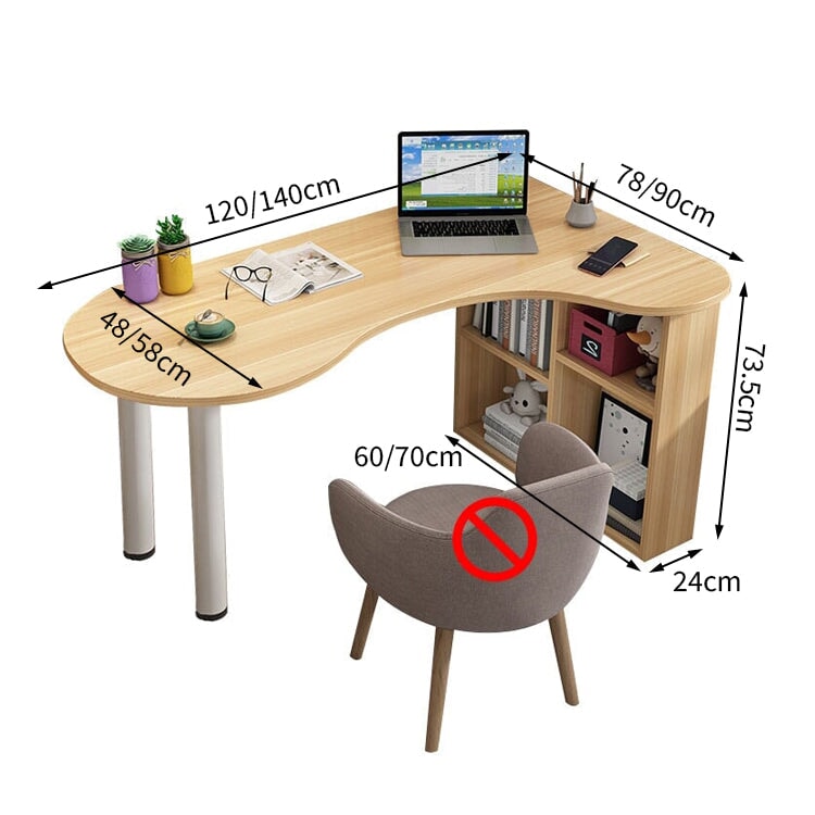 オフィスデスク コーナーデスク サイドラック スチール脚 カーブ型天板 アジャスター 配線孔 ホワイト カスタマイズ可能 OD-A26