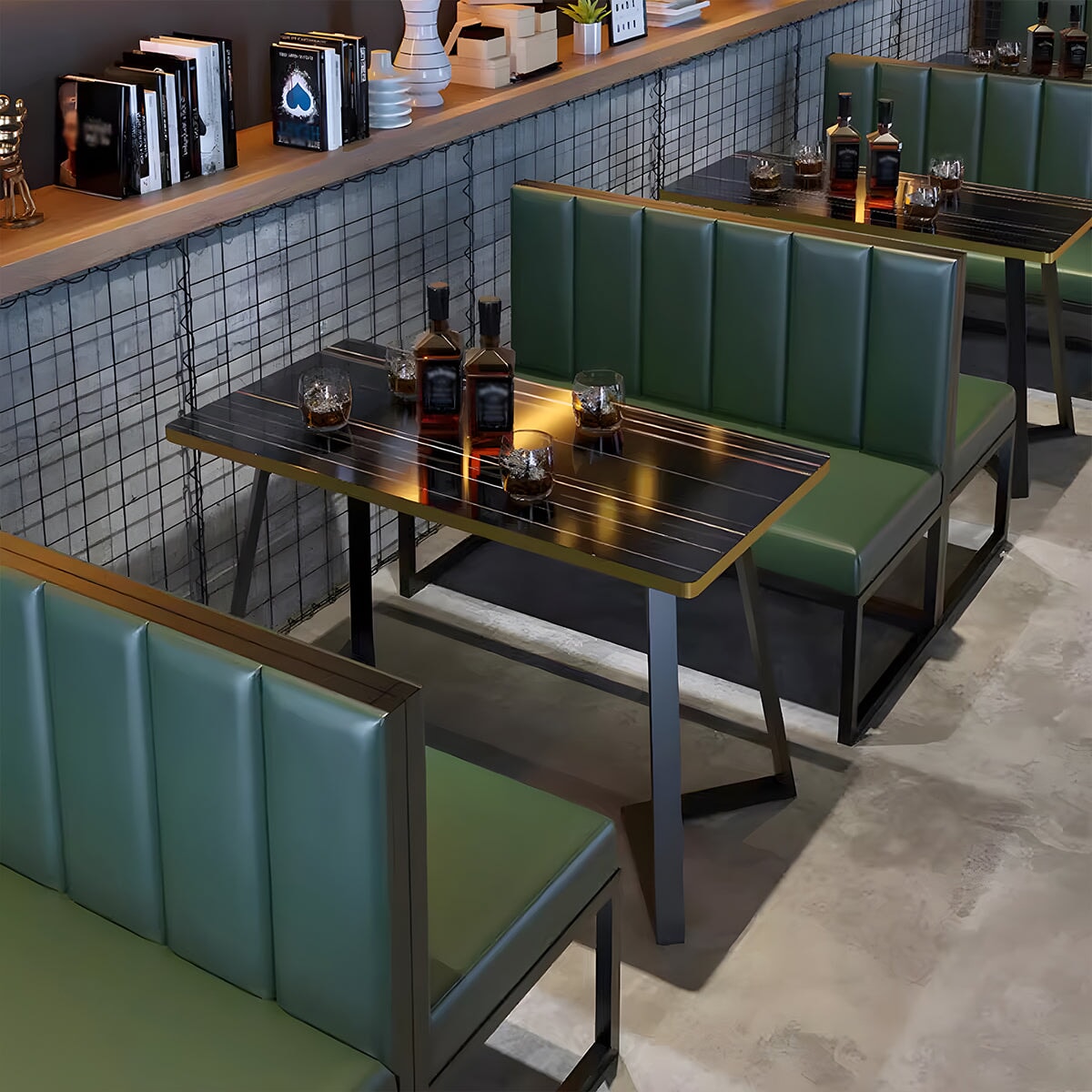 カフェ風ダイニング コーヒーテーブル 店舗用 業務用 カラフルチェア ナッパレザー マーブル模様 エレガント グリーン ナチュラル カスタマイズ可能 CT-A3