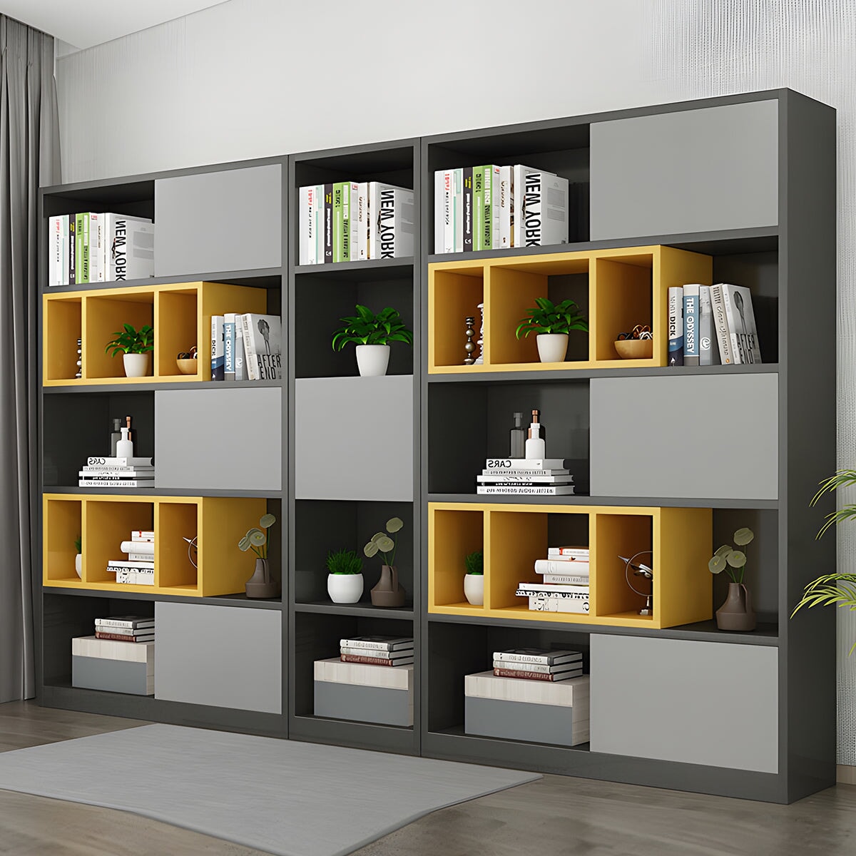 オフィス収納 収納キャビネット ファイリングキャビネット 書類整理棚 HDF エコ素材 分類収納 シンプルモダン バイカラーデザイン グレー カスタマイズ可能 SC-A20