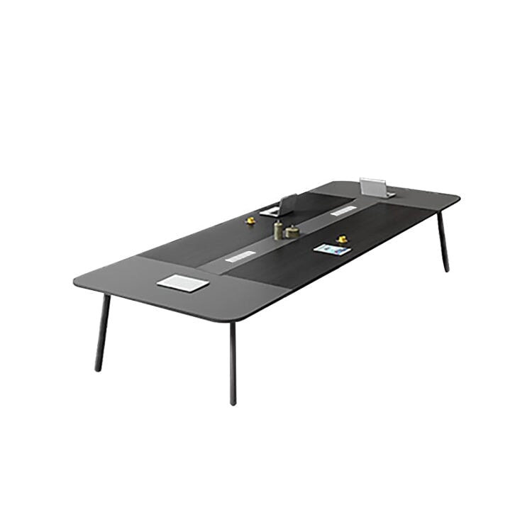 Conference Table Office Desk Rectangular Table Wood Grain with Wiring Hole Black Customizable MT-A31