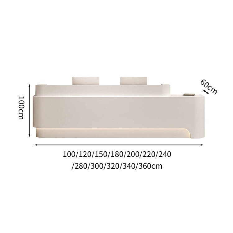 Reception counter, store, reception desk, top surface, baked finish, classified storage, melamine laminate, logo can be added, beige, customizable, RD-A50