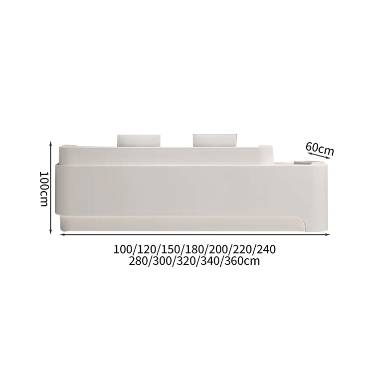 Reception counter, store, reception desk, top surface, baked finish, classified storage, melamine laminate, logo can be added, beige, customizable, RD-A50