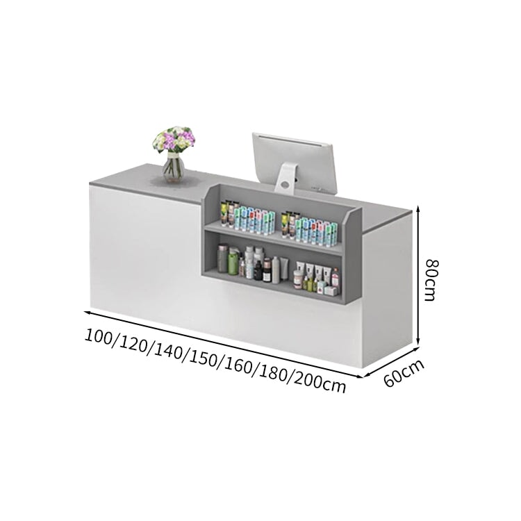 Reception counter, reception desk, cash register, with storage, counter, shelf, LED, large capacity, simple, white, customizable, RD-A53