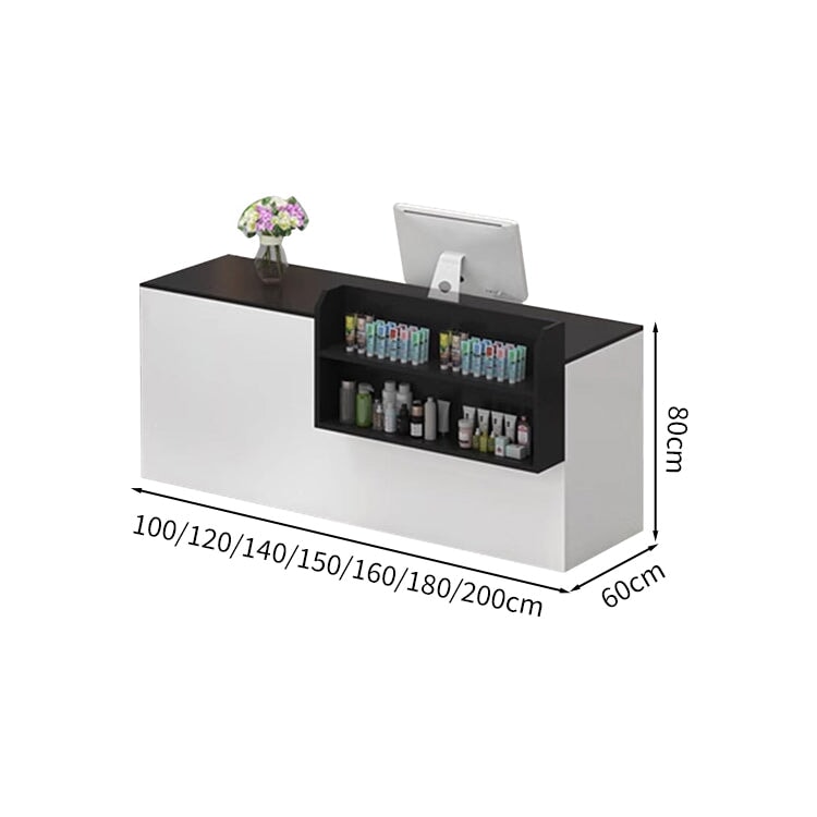 Reception counter, reception desk, cash register, with storage, counter, shelf, LED, large capacity, simple, white, customizable, RD-A53