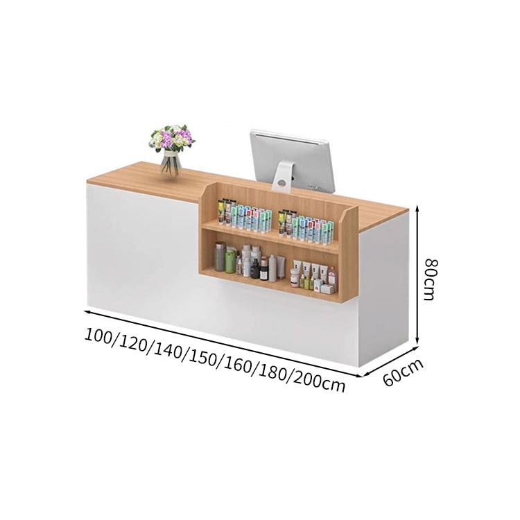Reception counter, reception desk, cash register, with storage, counter, shelf, LED, large capacity, simple, white, customizable, RD-A53