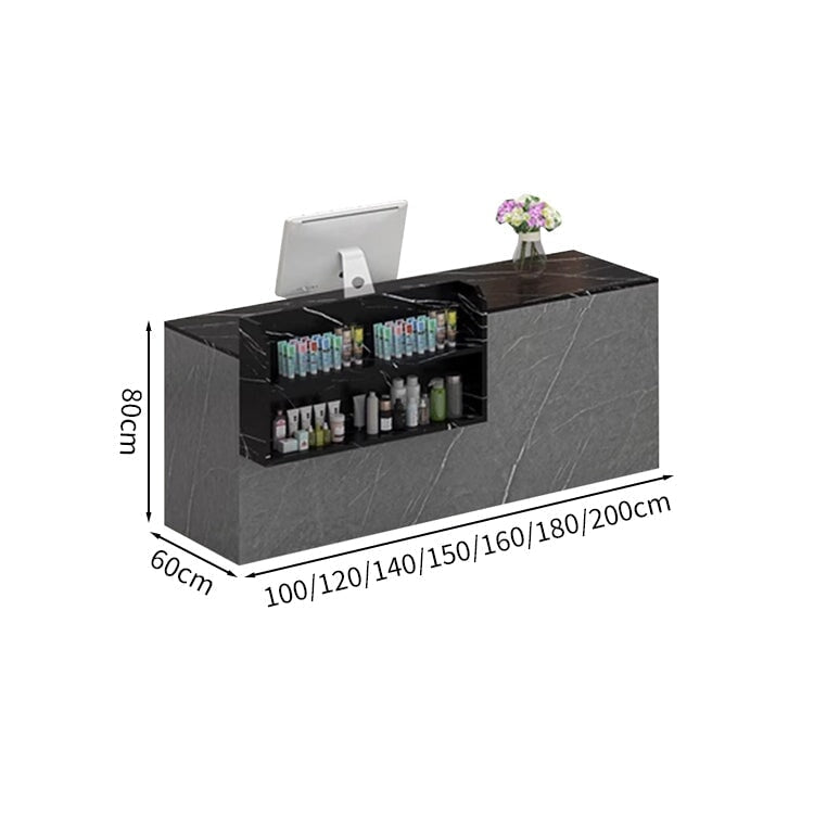 Reception counter, reception desk, cash register, with storage, counter, shelf, LED, large capacity, simple, white, customizable, RD-A53
