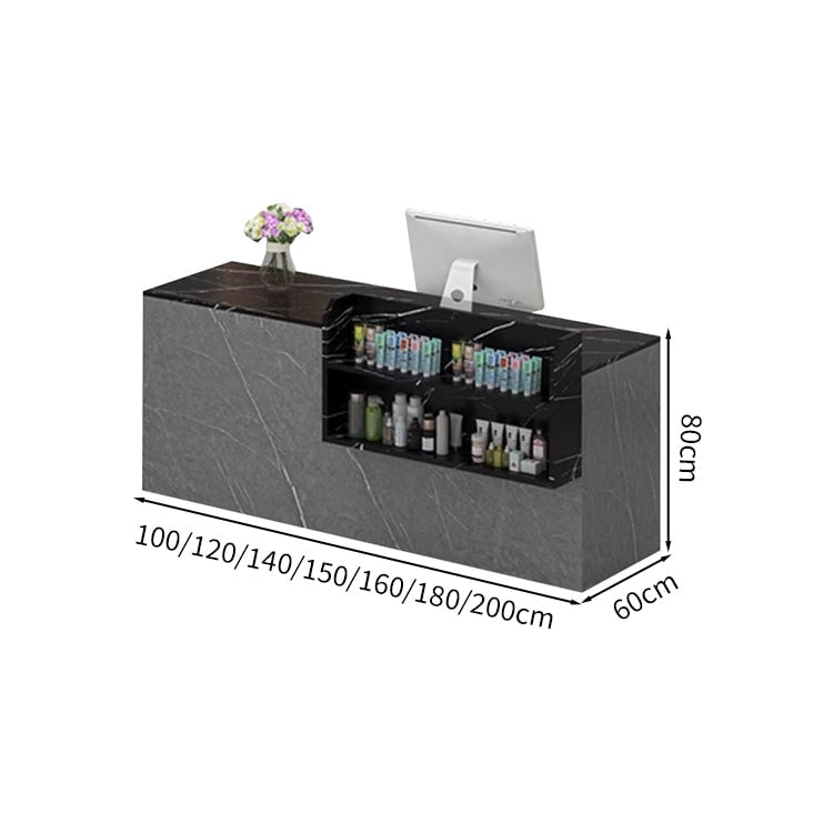 Reception counter, reception desk, cash register, with storage, counter, shelf, LED, large capacity, simple, white, customizable, RD-A53