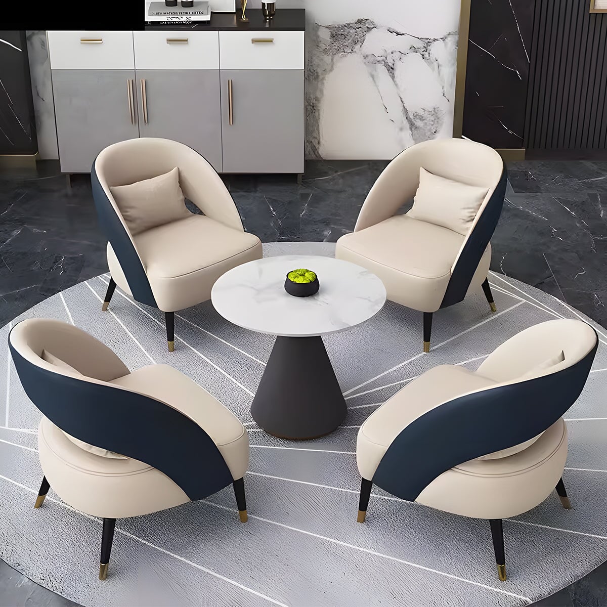 商談用応接 応接セット ソファ テーブル 丸テーブル PUレザー マーブル模様 おしゃれ オフホワイト カスタマイズ可能 CT-A25