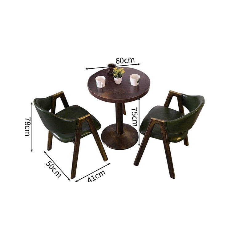 カフェテーブルセット レストラン オイルレザー生地 人工レザー 円型テーブル 1人掛け 2人掛け シック ブラウン カスタマイズ可能 CT-A26