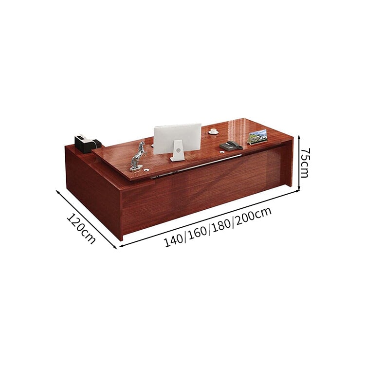 Executive Desk, President's Desk, Work Desk, Wood Grain, Door, Printer Storage, Wiring Hole, Wide Top, Simple, Black, ED-A6