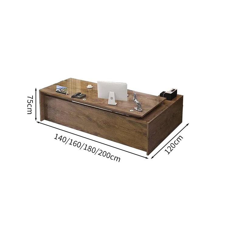Executive Desk, President's Desk, Work Desk, Wood Grain, Door, Printer Storage, Wiring Hole, Wide Top, Simple, Black, ED-A6