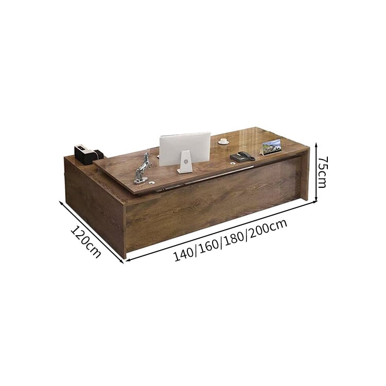 Executive Desk, President's Desk, Work Desk, Wood Grain, Door, Printer Storage, Wiring Hole, Wide Top, Simple, Black, ED-A6