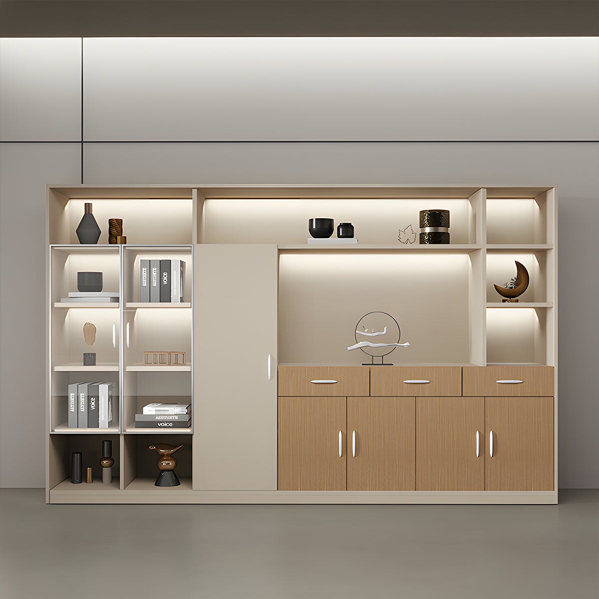 役員用キャビネット おしゃれ オフィスキャビネット ファイリングキャビネット 木製書庫 書類整理棚 ナチュラルテイスト 分類収納 高耐荷重 メラミン化粧板 お手入れ簡単 ベージュ カスタマイズ可能 SC-A10