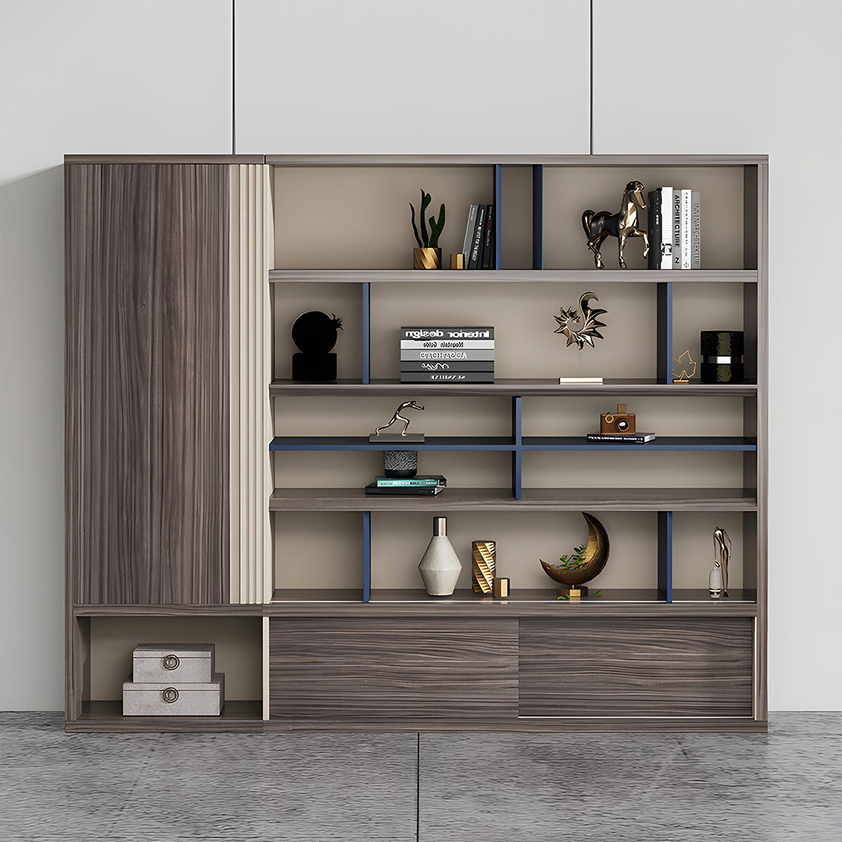 キャビネット 大容量 オフィスキャビネット ファイリングキャビネット 木製書庫 書類整理棚 メラミン化粧板 分類収納 ウォルナット SC-A12