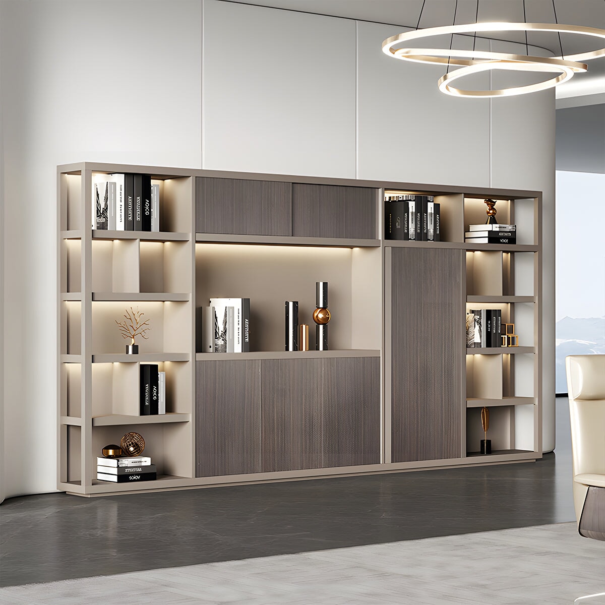 役員用キャビネット オフィス収納 ファイリングキャビネット オフィスキャビネット 書類整理棚 メラミン化粧板 無臭無害 高級感 分類収納 グレー カスタマイズ可能 SC-A6