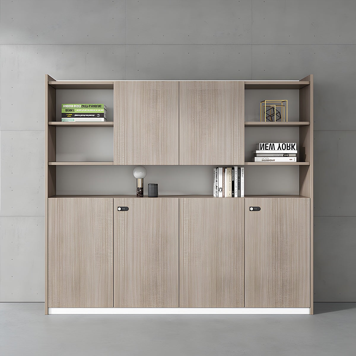 キャビネット 多段式 オフィスキャビネット ファイリングキャビネット 木製書庫 書類整理棚 メラミン化粧板 お手入れ簡単 分類収納 ダイヤル錠 無臭無害 グレー カスタマイズ可能 SC-A9