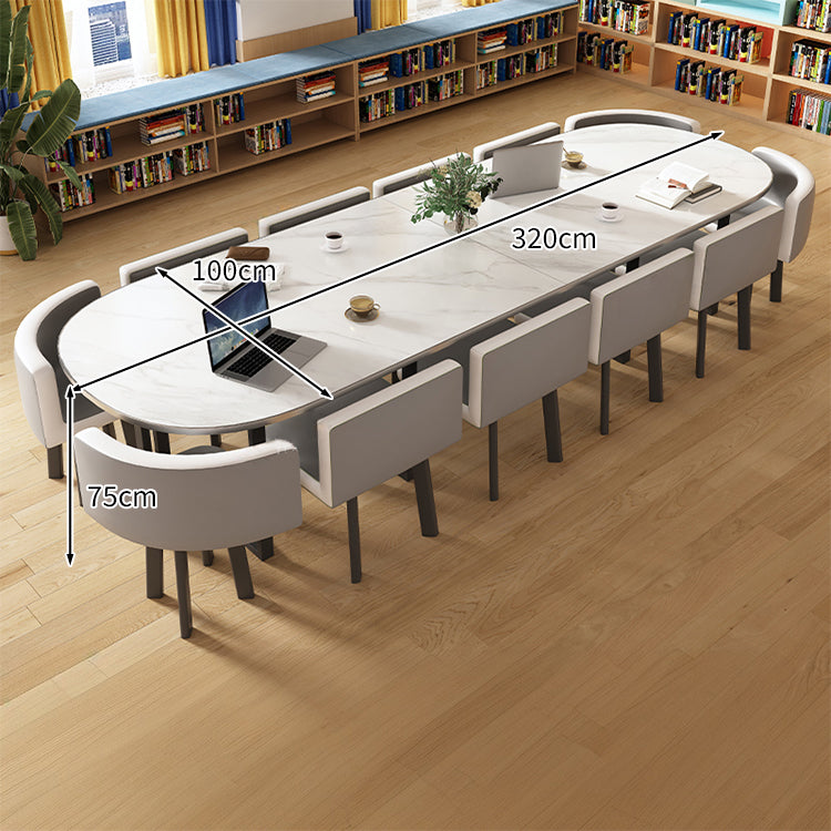 R仕上げ 炭素鋼フレーム 広い天板 マーブル柄 テーブル 会議テーブル チェア セット 高反発ウレタン 柔らか シンプル 上質 ホワイト カスタマイズ可能 MT-A20