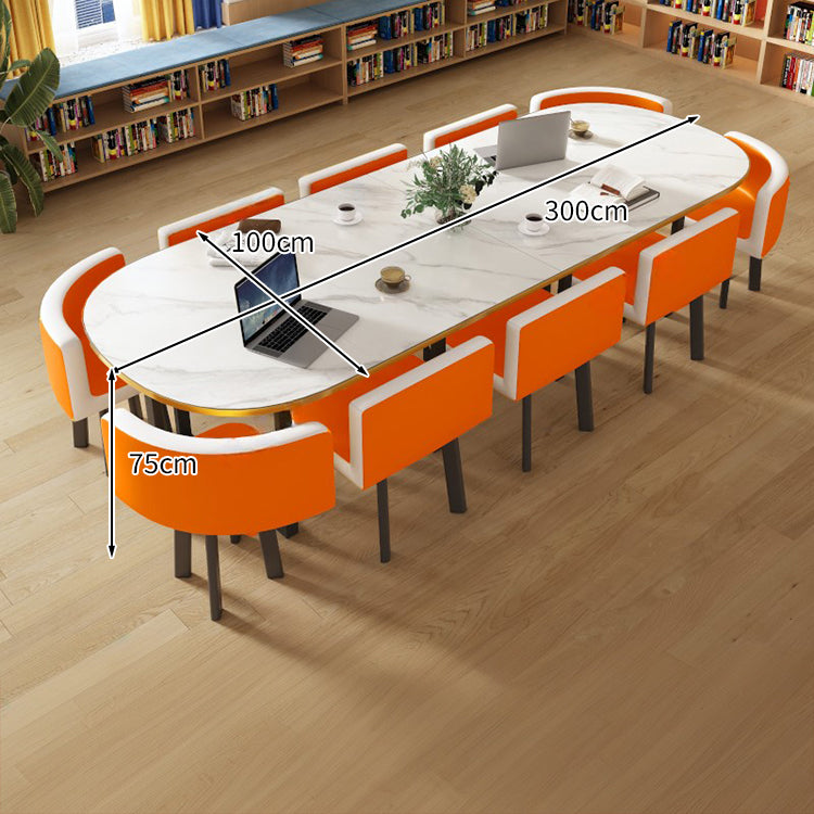 R仕上げ 炭素鋼フレーム 広い天板 マーブル柄 テーブル 会議テーブル チェア セット 高反発ウレタン 柔らか シンプル 上質 ホワイト カスタマイズ可能 MT-A20