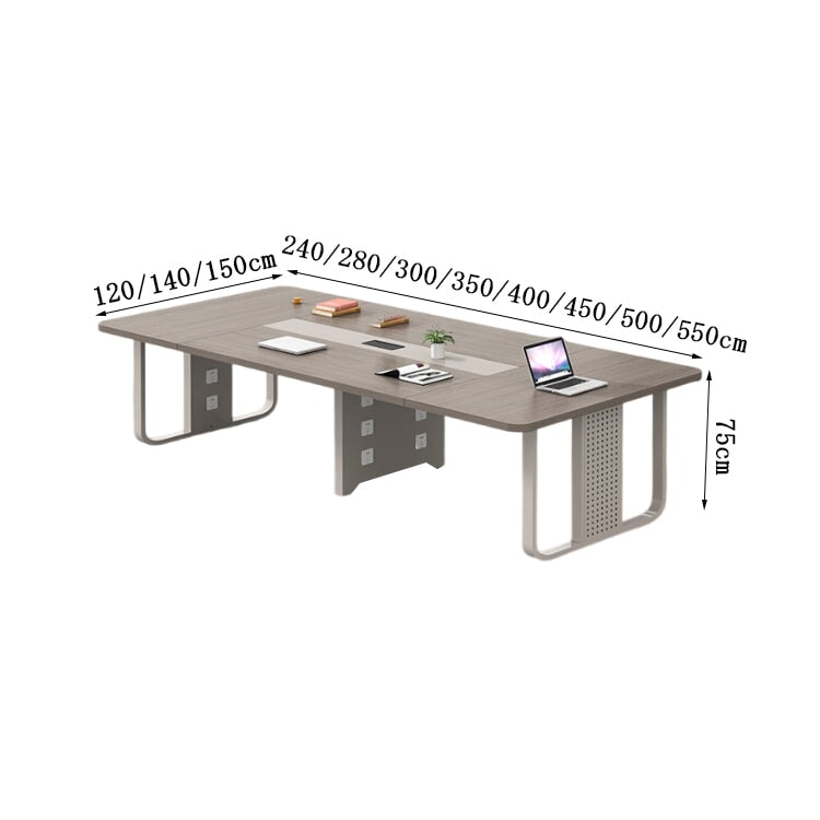 Conference table, work desk, office desk, with outlet, wiring box, heavy duty, modern, steel, beige gray, customizable, MT-A8