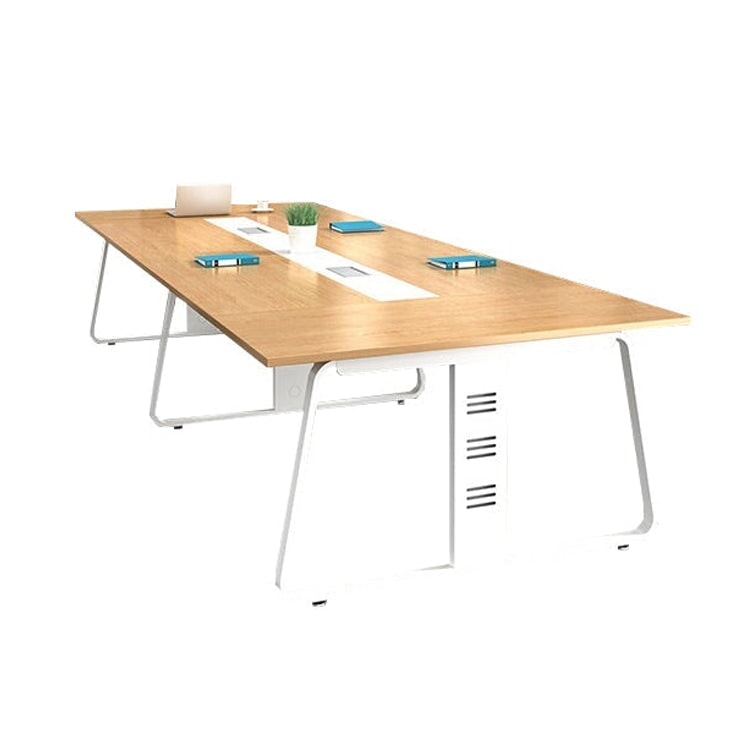 モダン シンプル 堅牢 頑丈 エコ 配線ボックス 会議テーブル ミーティングテーブル メラミン化粧板 スチール ナチュラル カスタマイズ可能 MT-A21