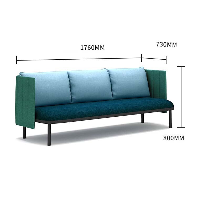 Reception sofa Office sofa Panel sofa Fabric upholstery Panel included Steel legs High density urethane foam Simple modern Blue Customizable OS-A9