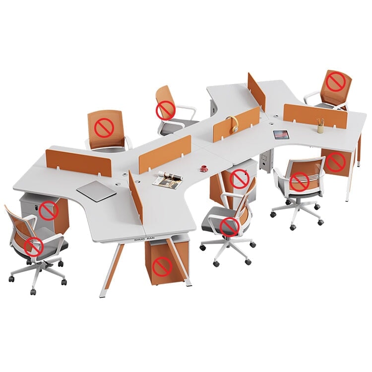 Office Desk, Transformable Type, Designer, V-Shaped Top, Wiring Hole, Side Wagon, Dial Lock, Melamine Laminated Panel, Red, Customizable, OD-A29 
