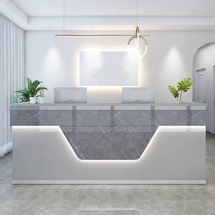 Reception desk, reception counter, high counter, eco-friendly material, baked finish, with LED, luxury RD-A35 