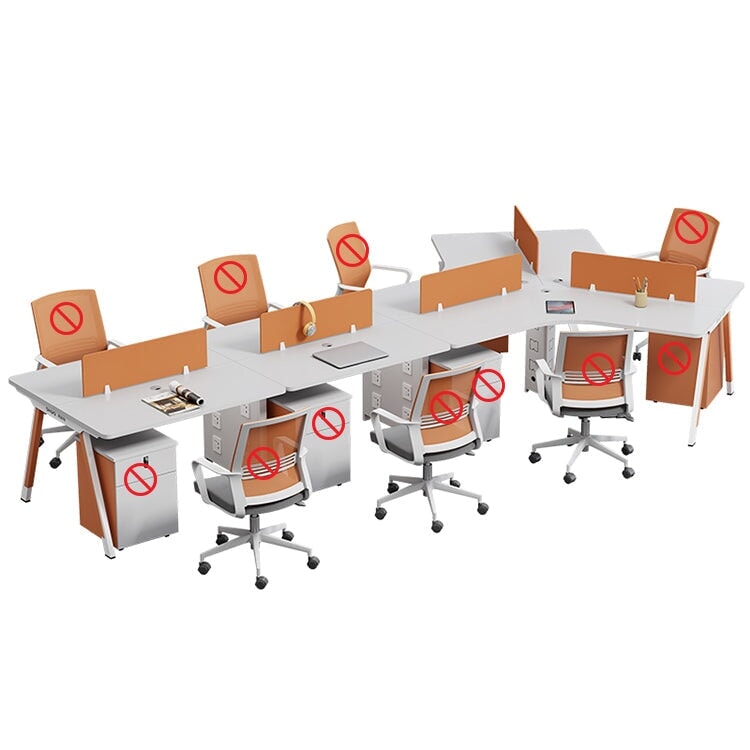 Office Desk, Transformable Type, Designer, V-Shaped Top, Wiring Hole, Side Wagon, Dial Lock, Melamine Laminated Panel, Red, Customizable, OD-A29 
