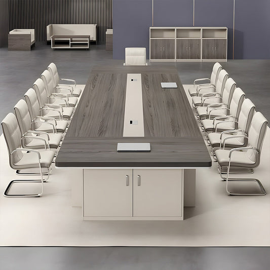 Luxury conference desk, work desk, office desk, heavy duty, with storage, wiring box, stylish, khaki, customizable, MT-A6 