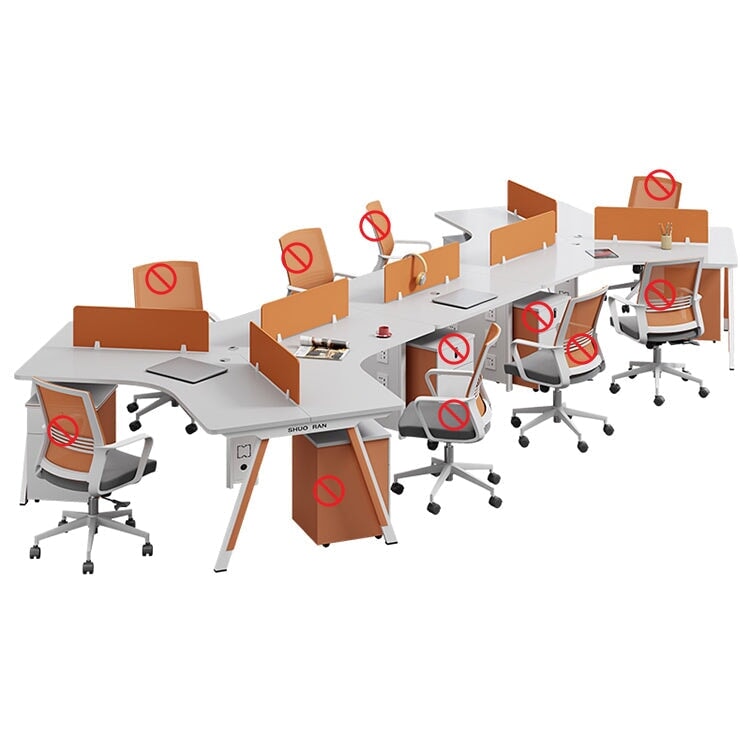 Office Desk, Transformable Type, Designer, V-Shaped Top, Wiring Hole, Side Wagon, Dial Lock, Melamine Laminated Panel, Red, Customizable, OD-A29 