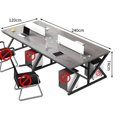 Office Desk, Office Desk, Study Desk, Work Desk, Top Panel, Wiring Hole, Side Cabinet, Carbon Steel Frame, Wood Grain, Customizable BGZ-M-071 