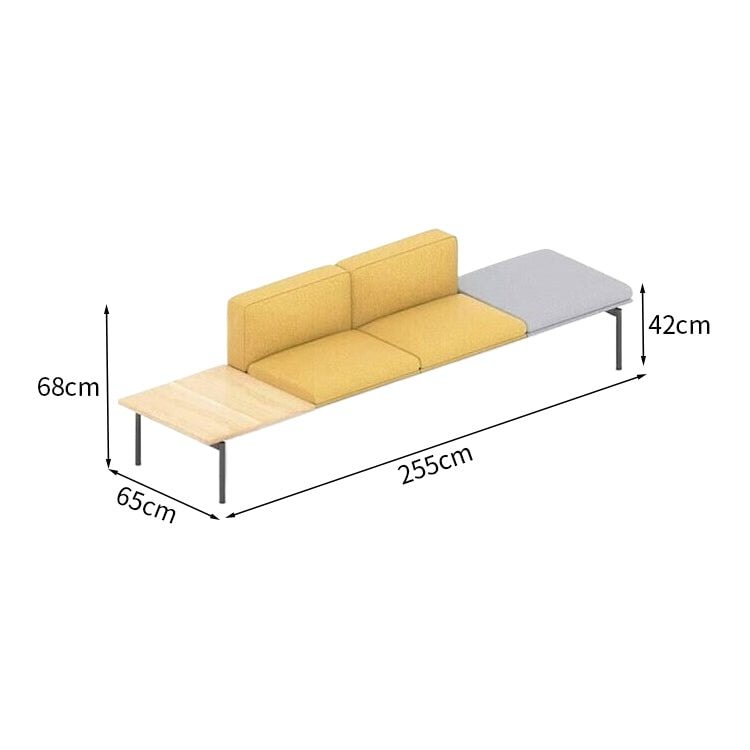 Reception set sofa table reception use polyester fabric free layout steel frame urethane foam simple yellow customizable OS-A6 