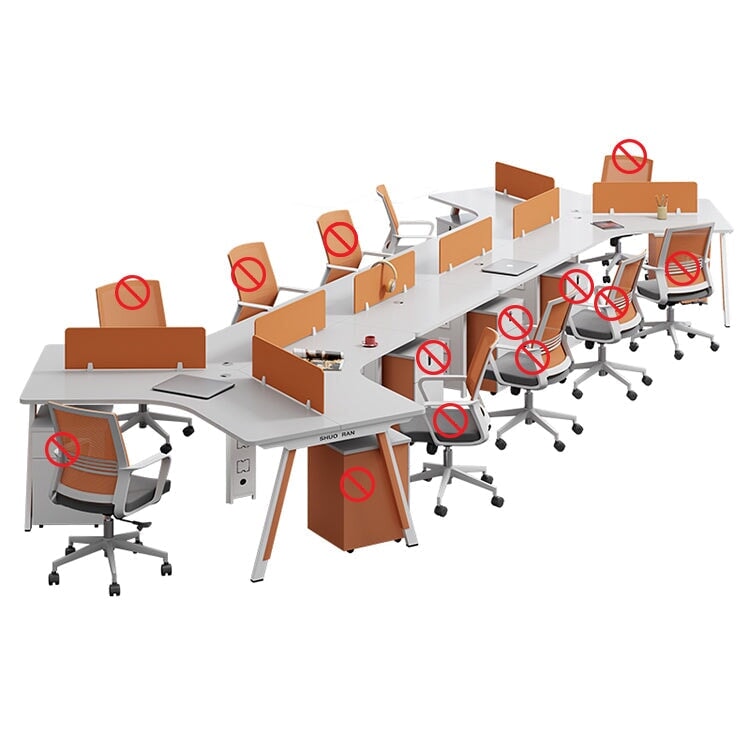 Office Desk, Transformable Type, Designer, V-Shaped Top, Wiring Hole, Side Wagon, Dial Lock, Melamine Laminated Panel, Red, Customizable, OD-A29 