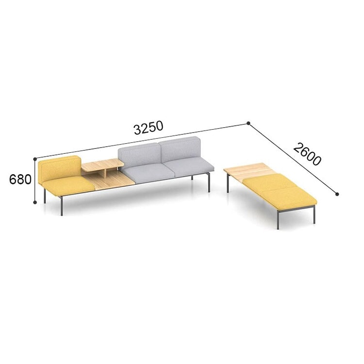 応接セット　ソファ　テーブル　応接用　ポリエステル生地　自由レイアウト　スチールフレーム　ウレタンフォーム　シンプル　イエロー　カスタマイズ可能　OS-A6