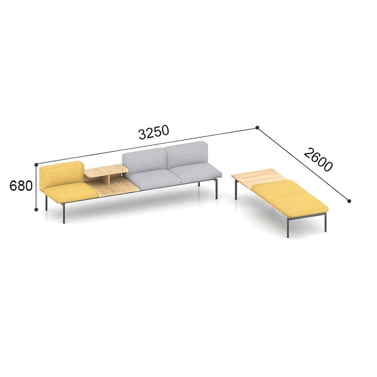 Reception set sofa table reception use polyester fabric free layout steel frame urethane foam simple yellow customizable OS-A6 