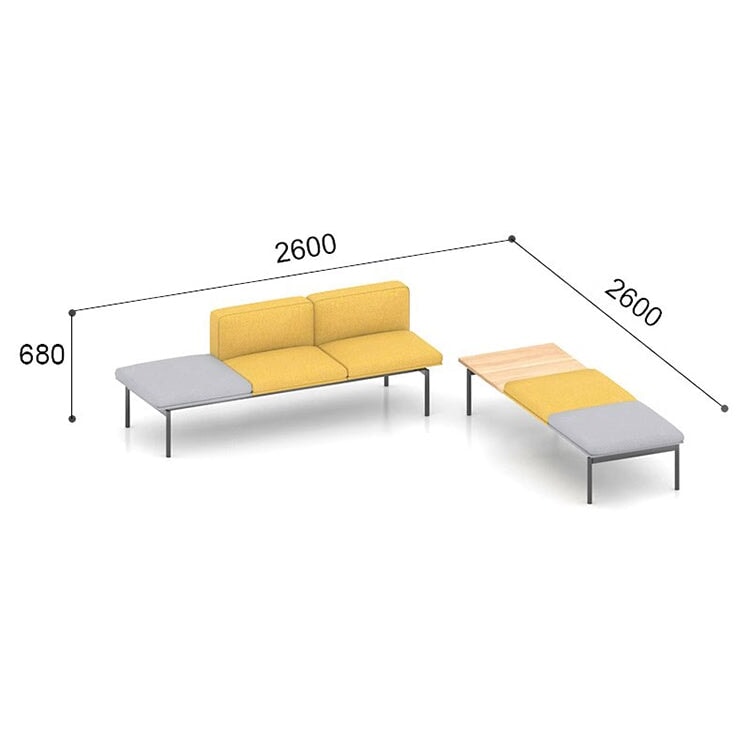 Reception set sofa table reception use polyester fabric free layout steel frame urethane foam simple yellow customizable OS-A6 