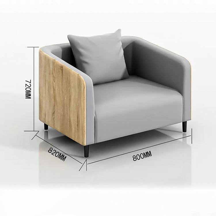 Luxurious reception sofa Office sofa Reception set Wood grain synthetic leather Carbon steel S spring Armrest Simple Gray Natural Customizable OS-A3