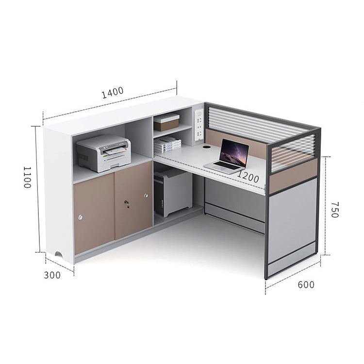 l 型 デスク オフィス　シンプルデザイン　メラミン化粧板　ワイヤレス充電器　卓上パーテーション　サイドキャビネット　シンプルデザイン　ホワイト　カスタマイズ可能　OD-A1