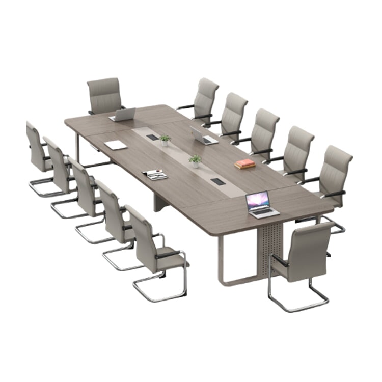 Conference table, work desk, office desk, with outlet, wiring box, heavy duty, modern, steel, beige gray, customizable, MT-A8 