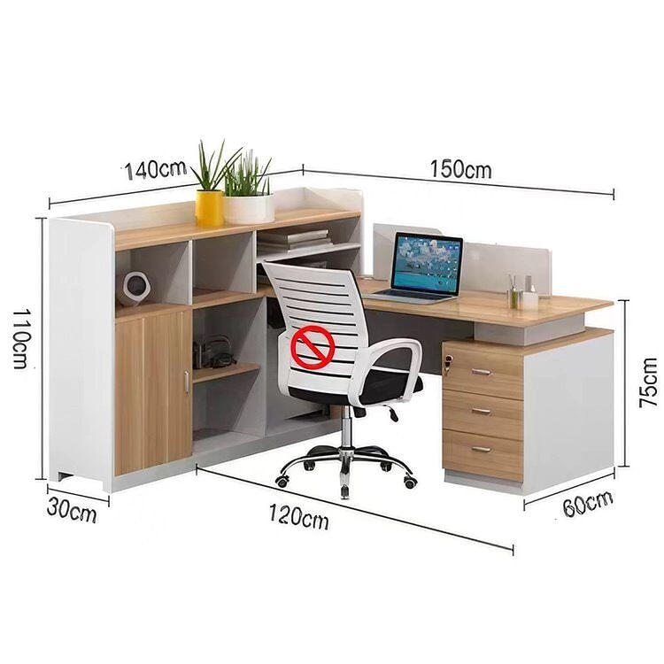 Office desk, office desk, work desk, with side cabinet, lock, silent sliding rails, wiring hole, top panel OD-A14 