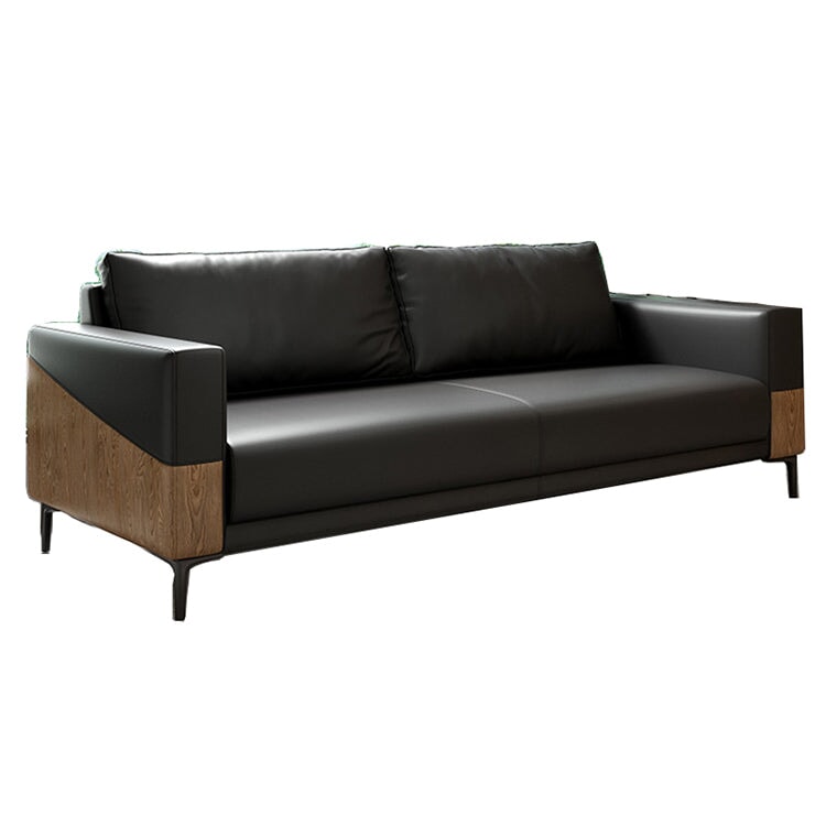 Sofa Office Sofa Reception Sofa Synthetic Leather Fabric Natural Wood Frame High Density Urethane Foam Steel Legs Black Light Customizable OS-A10 