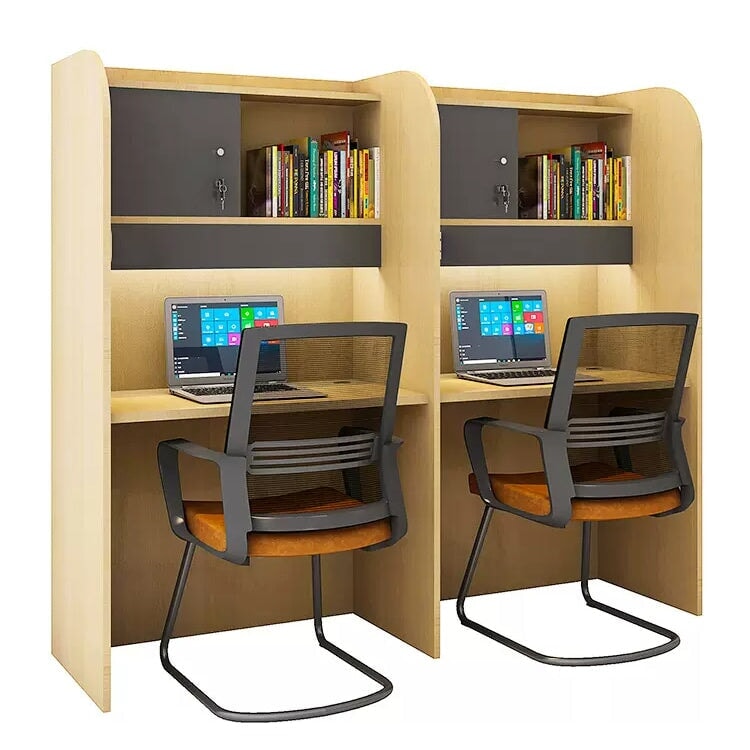 Office desk, study desk, office desk, wood grain, open storage, cylinder lock, R finish, gray, natural, simple, customizable OD-A35 