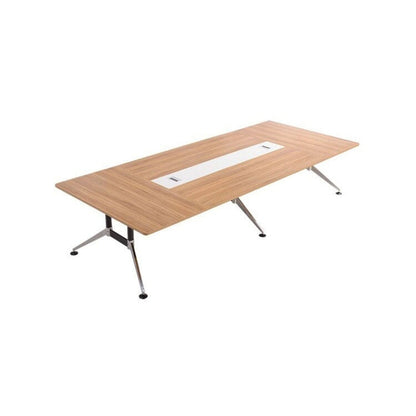 Conference table, meeting table, conference room, rectangular table, high-end, simple and modern, natural taste, can accommodate multiple people, wiring holes, steel frame, plastic parts, melamine laminate, natural, customizable, MT-A1