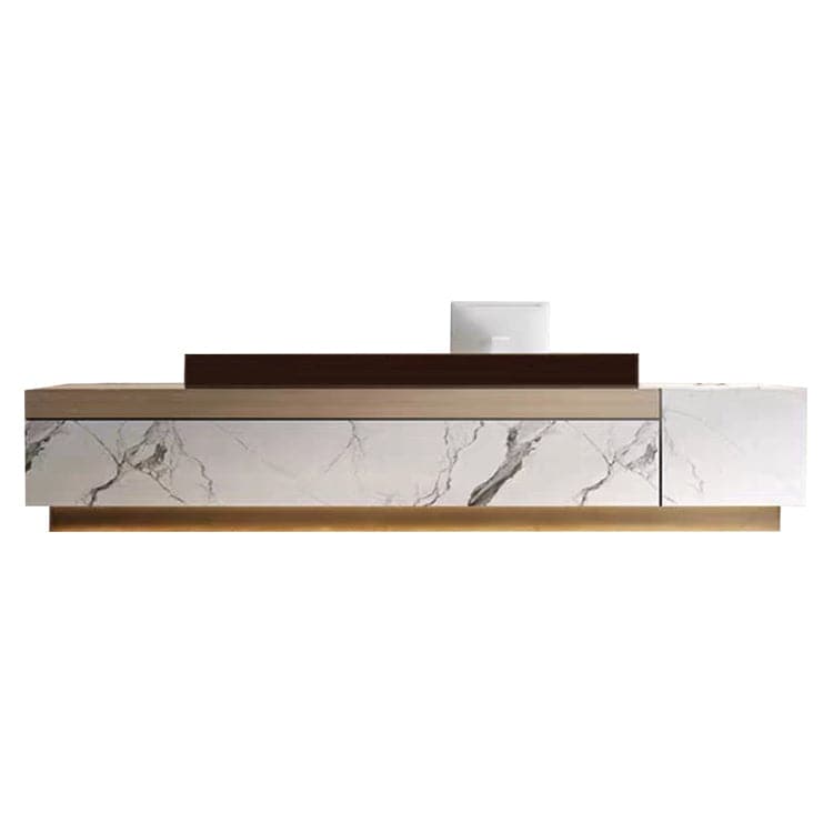 Reception counter, reception desk, entrance reception, cash register, counter, office reception, excellent storage capacity, marble pattern, bicolor, RD-A28 