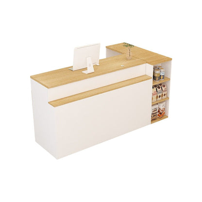 Reception counter, reception desk, cash register, storage, counter, shelf, large capacity, simple, warm, beige, customizable, RD-A2