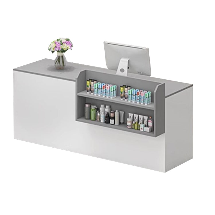 Reception counter, reception desk, cash register, with storage, counter, shelf, LED, large capacity, simple, white, customizable, RD-A53 